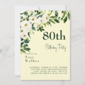 カスケーディングホワイトフローラ黄色80誕生日 招待状 (正面)