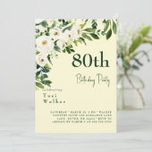 カスケーディングホワイトフローラ黄色80誕生日 招待状 (スタンド正面)