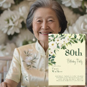 カスケーディングホワイトフローラ黄色80誕生日 招待状