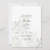 カスケーディングボタニカルウォーターの色の結婚緑 招待状 (正面)