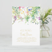 カスケーディングボホイエローワイルドフラワーブライダルシャワー 招待状 (スタンド正面)