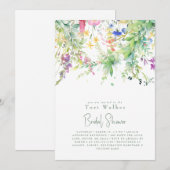 カスケーディングボホワイルドフラワーブライダルシャワー 招待状 (正面/裏面)