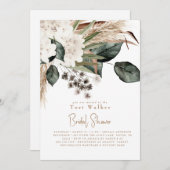 カスケーディングボーホニュートラルブライダルシャワー 招待状 (正面/裏面)