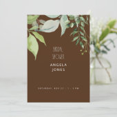 カスケーディングユーカリプトゥスブラウンブライダルシャワー 招待状 (スタンド正面)