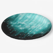 カスケーディングライトスイート16ティール（緑がかった色）ID790 ペーパープレート (アングル)