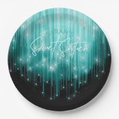 カスケーディングライトスイート16ティール（緑がかった色）ID790 ペーパープレート (正面)