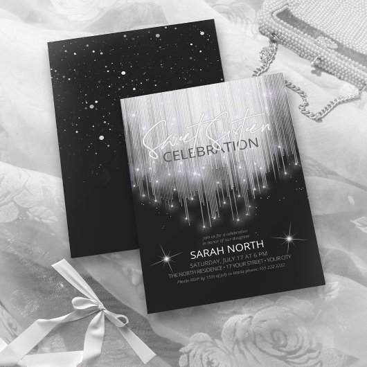 カスケーディングライトSweet 16白黒ID790 招待状