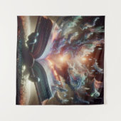 カスケーディング液状語を使ったエンドレスな本 タペストリー (正面(横))