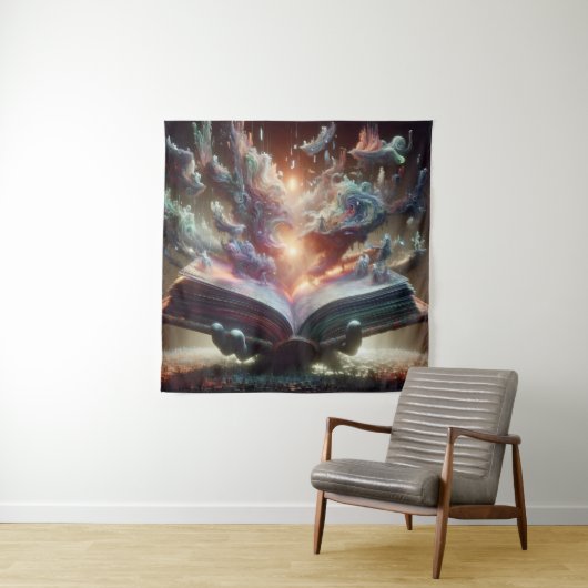 カスケーディング液状語を使ったエンドレスな本 タペストリー (インサイチュ)