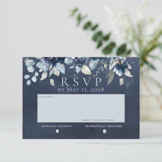 カスケーディング結婚バラの食事の選択なしRSVPカード 出欠カード (スタンド正面)