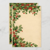 カスケードするホリーデザインのトップボーダー 招待状 (正面/裏面)