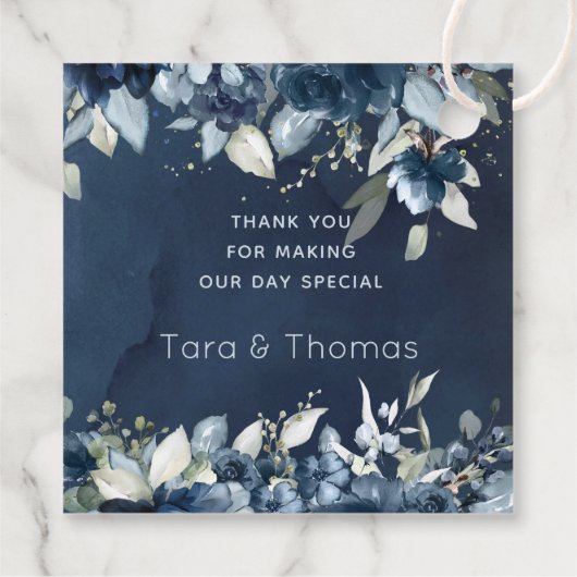 カスケードバラ結婚式の引き出物ギフトスクエアラベル フェイバータグ (裏面)