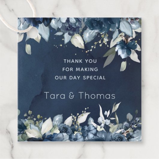 カスケードバラ結婚式の引き出物ギフトスクエアラベル フェイバータグ (正面)