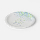 カスケードブルーグリーン結婚アート ペーパープレート (アングル)