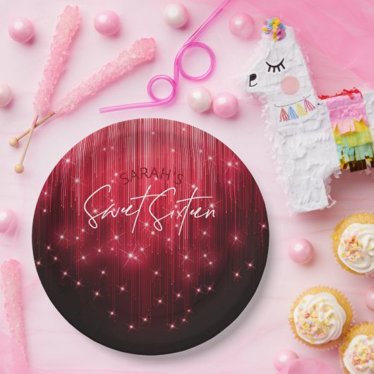 カスケードライトSweet 16赤ID790 ペーパープレート (パーティー)