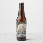 カスケードレッドキツネ野生生物写真パーソナライズされた ビールラベル (正面)