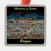 カスケード山脈の下のクリスマス メタルオーナメント (正面)