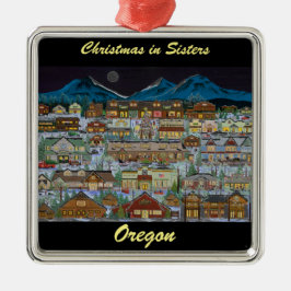 カスケード山脈の下のクリスマス メタルオーナメント