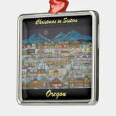 カスケード山脈の下のクリスマス メタルオーナメント (左)