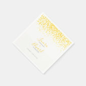 カスケード暖かい黄色の灰色のアート結婚の紹介 スタンダードカクテルナプキン (角)