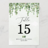 カスケード水色ユーカリ表番号(5x7) 招待状 (正面)