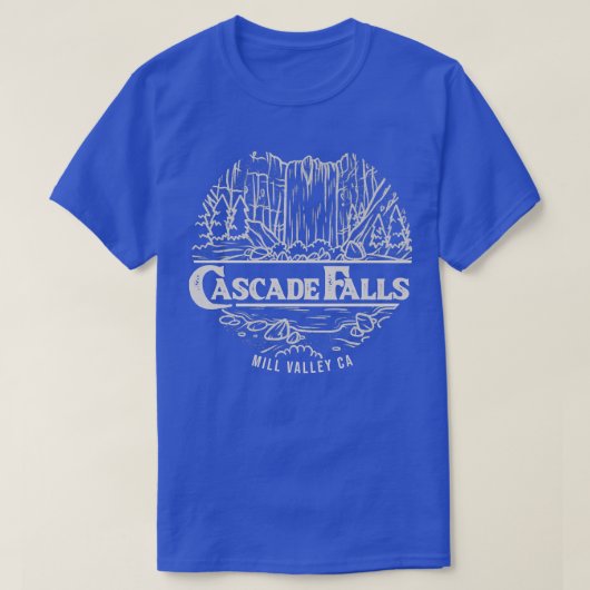 カスケード滝ズミルバレーカリフォルニア Tシャツ (デザイン正面)