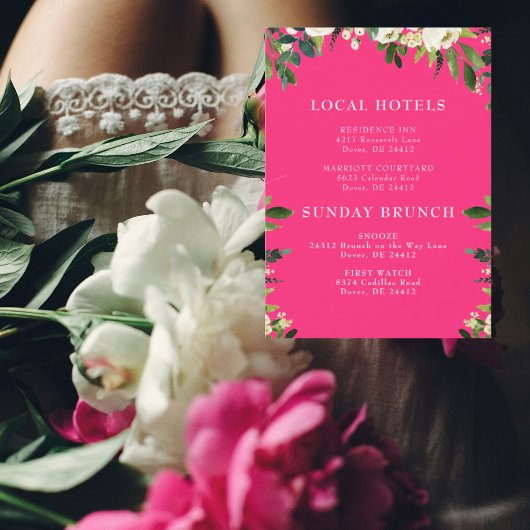 カスケード白色フローラホットピンク挿入 招待状