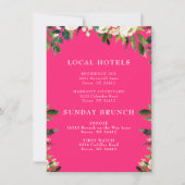 カスケード白色フローラホットピンク挿入 招待状 (正面)