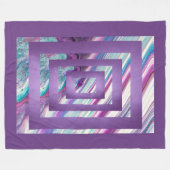 カスケード紫、青、ティール(緑がかった色)、白抽象芸術 フリースブランケット (正面(横))