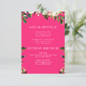 カスケード ホワイト フローラル ホット ピンク 小さな挿入 招待状 (スタンド正面)