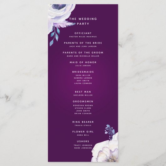 カスシスネービーブルーアンド薄紫フラワーズ結婚式 プログラム (裏面)