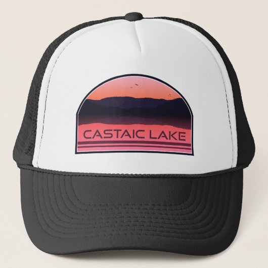 カスタイク湖 カリフォルニア 赤い日の出 キャップ (正面)