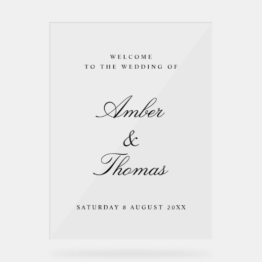 カスタエレガントマイズなア結婚クリルのウェルカムサイン アクリルサイン (正面)