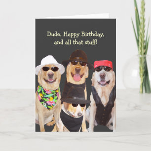 カスタマイおもしろいズ可能な誕生日ラボと牛の犬 カード