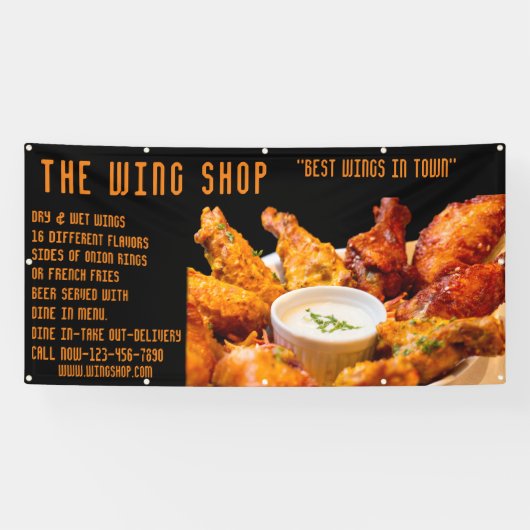 カスタマイズおいしいチキンウイングレストランラージ 横断幕 (横)