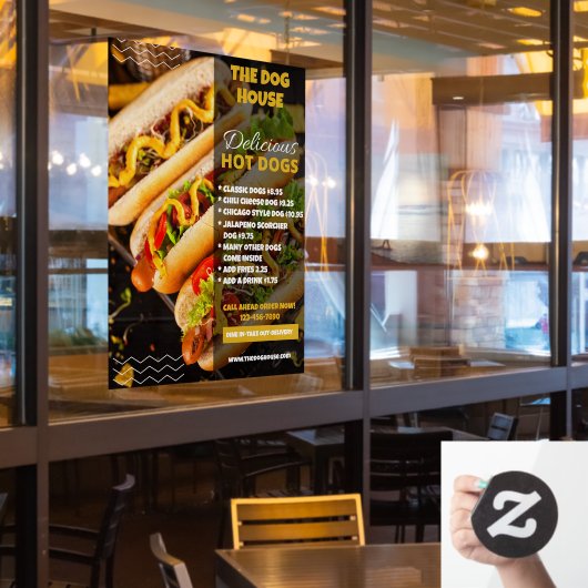 カスタマイズおいしいホットドッグレストラン中 ウィンドウサイン (レストラン窓)