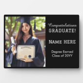 カスタマイズおめでとう大学院写真白黒 フォトプラーク (正面)