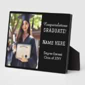 カスタマイズおめでとう大学院写真白黒 フォトプラーク (側面)