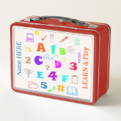 カスタマイズおもしろいキッズスクール用品、オレンジとブルー メタルランチボックス (裏面)