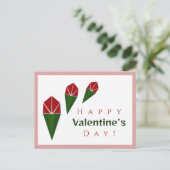 カスタマイズおもしろいピンク、緑、赤のバラのバレンタイン シーズンポストカード (スタンド正面)