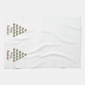 カスタマイズおもしろいレッドローゼホリークリスマスツリー キッチンタオル (横)