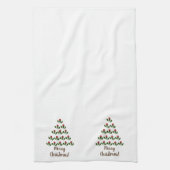 カスタマイズおもしろいレッドローゼホリークリスマスツリー キッチンタオル (縦)