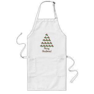 カスタマイズおもしろいレッドローゼホリークリスマスツリー ロングエプロン