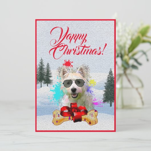 カスタマイズおもしろい可能なウェスティードグッドクリスマスカード 案内状 (スタンド正面)