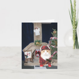 カスタマイズおもしろい可能なクリスマスキャットコンド シーズンカード