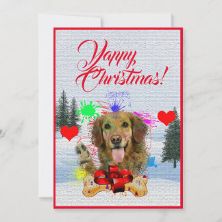 カスタマイズおもしろい可能なゴールデンレトリエバードッグクリスマスカード 案内状