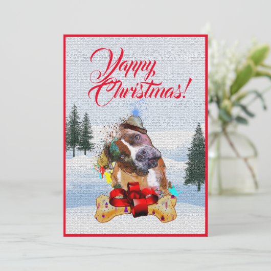 カスタマイズおもしろい可能なピティ犬のクリスマスカード 案内状 (スタンド正面)