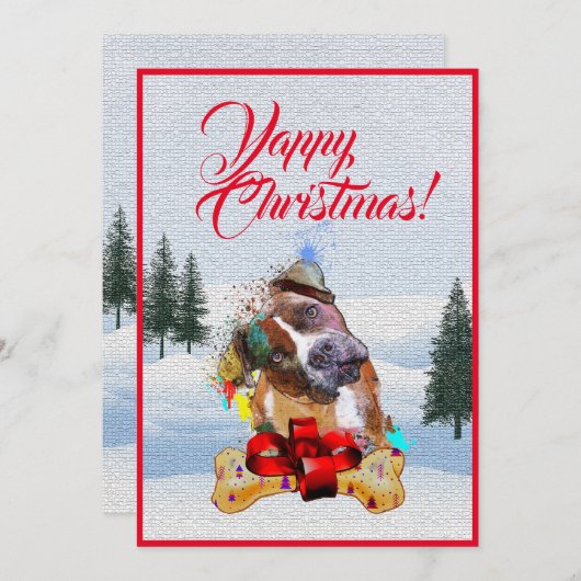 カスタマイズおもしろい可能なピティ犬のクリスマスカード 案内状 (正面/裏面)