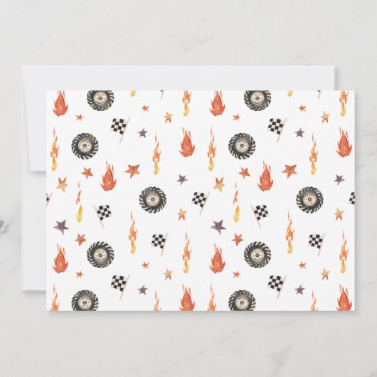 カスタマイズおもしろい可能なフォトモンスタートラック誕生日 招待状 (裏面)