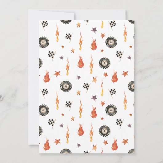 カスタマイズおもしろい可能なモンスタートラックボーイズ誕生日 招待状 (裏面)